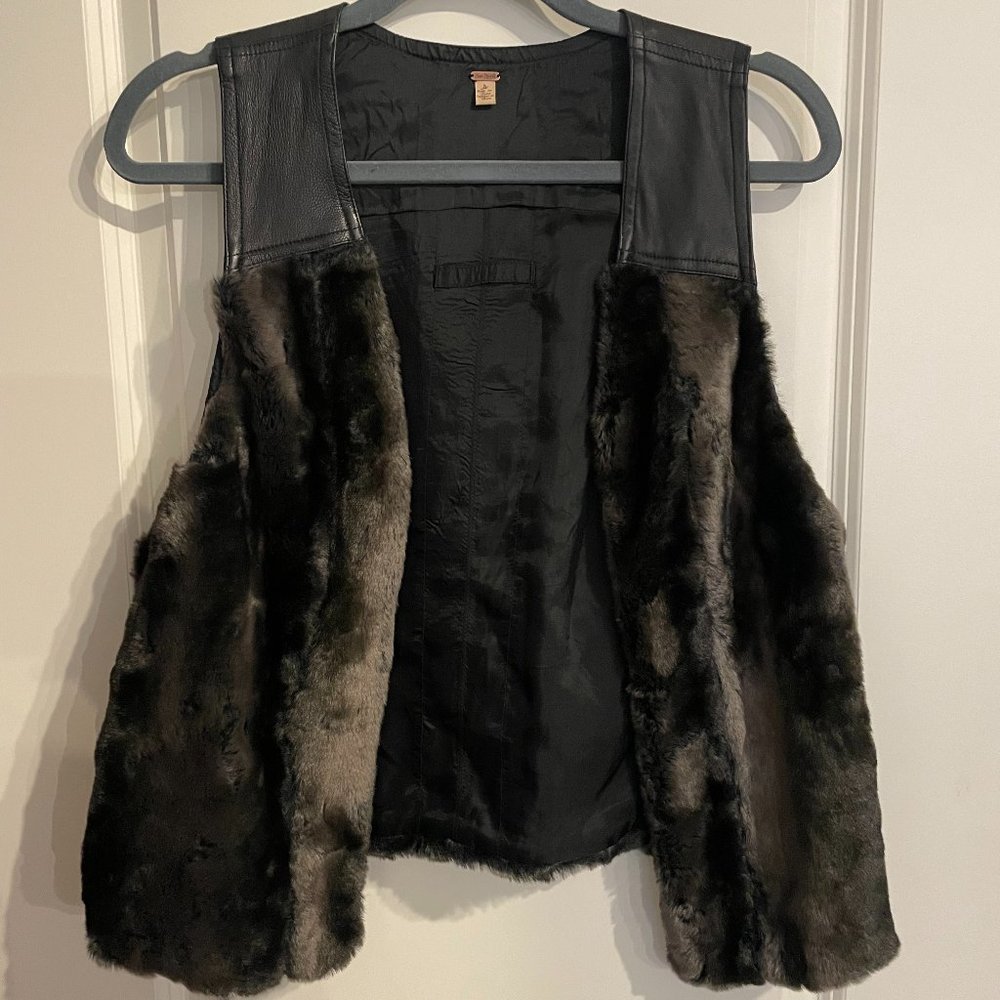 Free People Faux Fur & Leather Vest